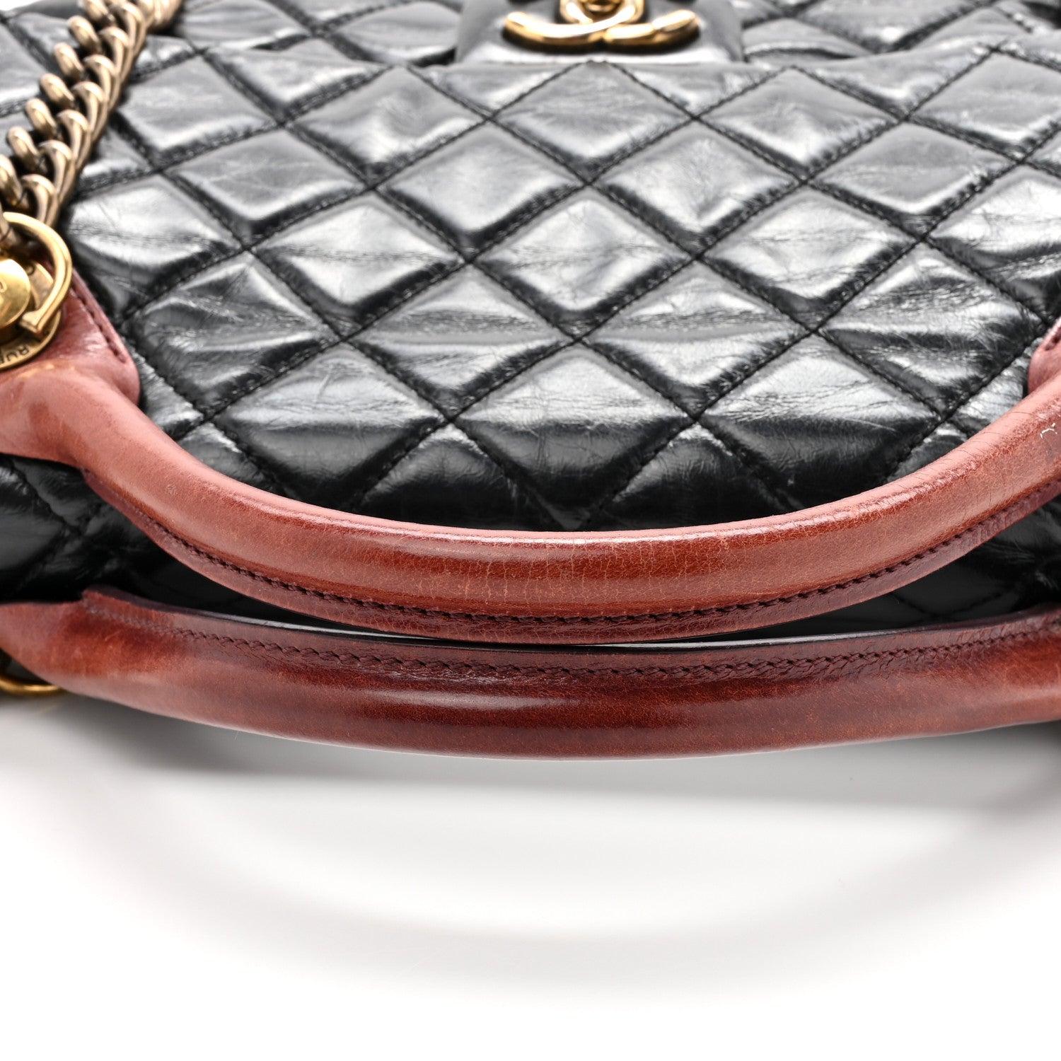 Chanel Glazed Calfskin Castle Rock Large Flap Black Burgundy 15 of 15