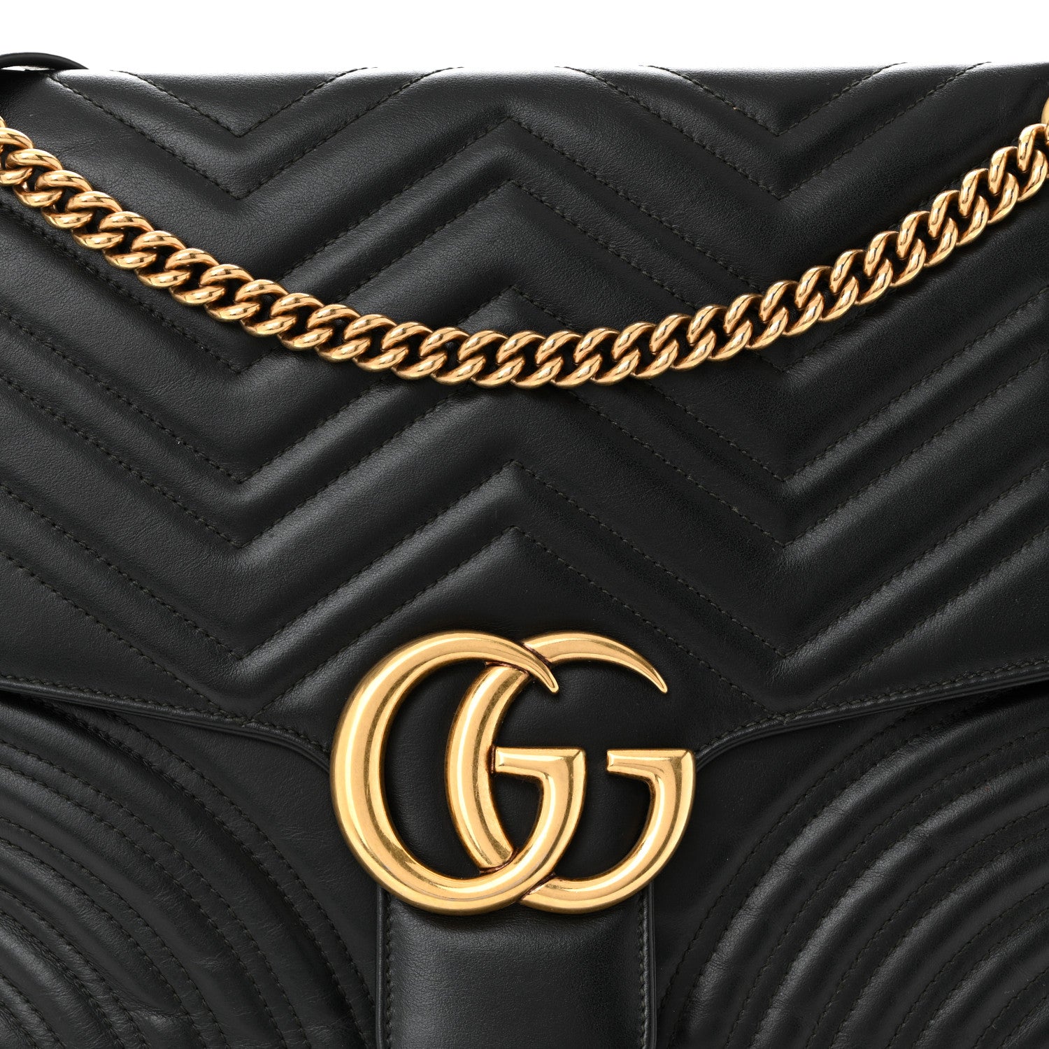 Gucci Calfskin Matelasse Large GG Marmont Shoulder Bag Black 8 of 12