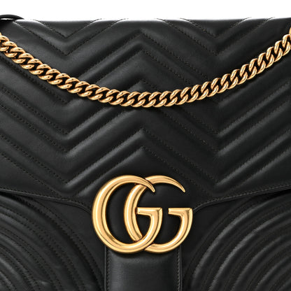 Gucci Calfskin Matelasse Large GG Marmont Shoulder Bag Black 8 of 12