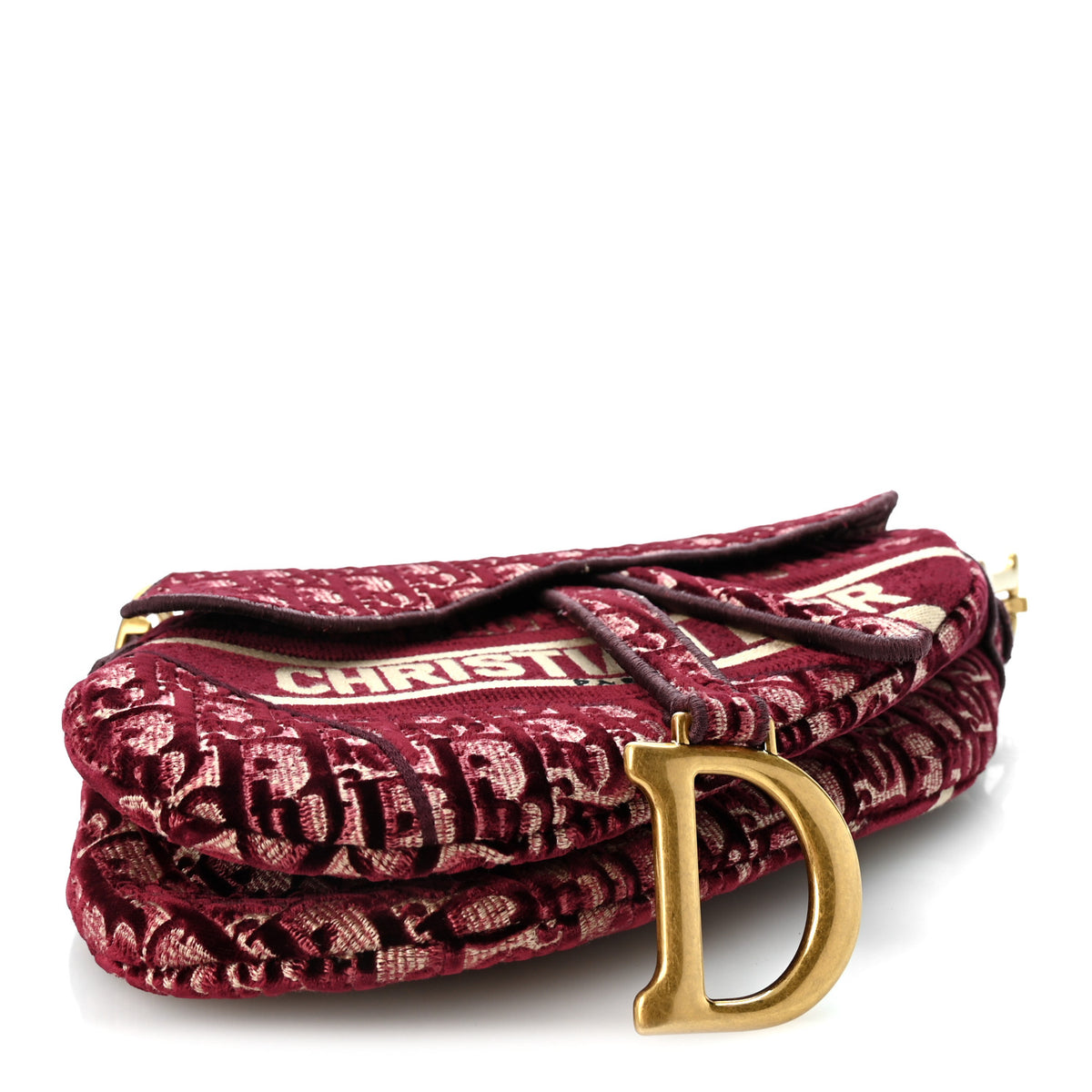 Velvet Oblique Saddle Bag Burgundy