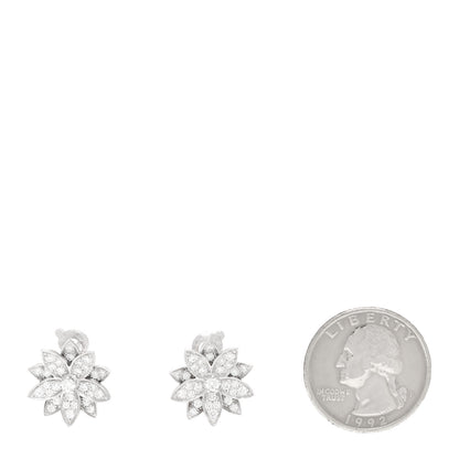 Van Cleef & Arpels 18K White Gold Diamond Small Lotus Earrings 2 of 8