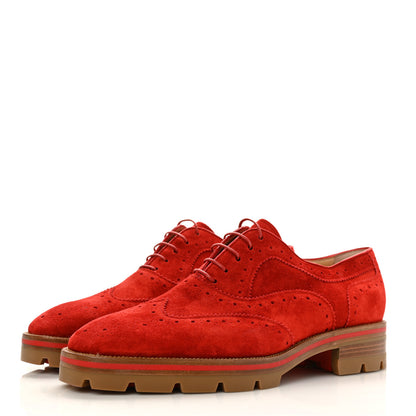Christian Louboutin Veau Velours Charletta Brogue Oxfords 39 Flamenco 3 of 8