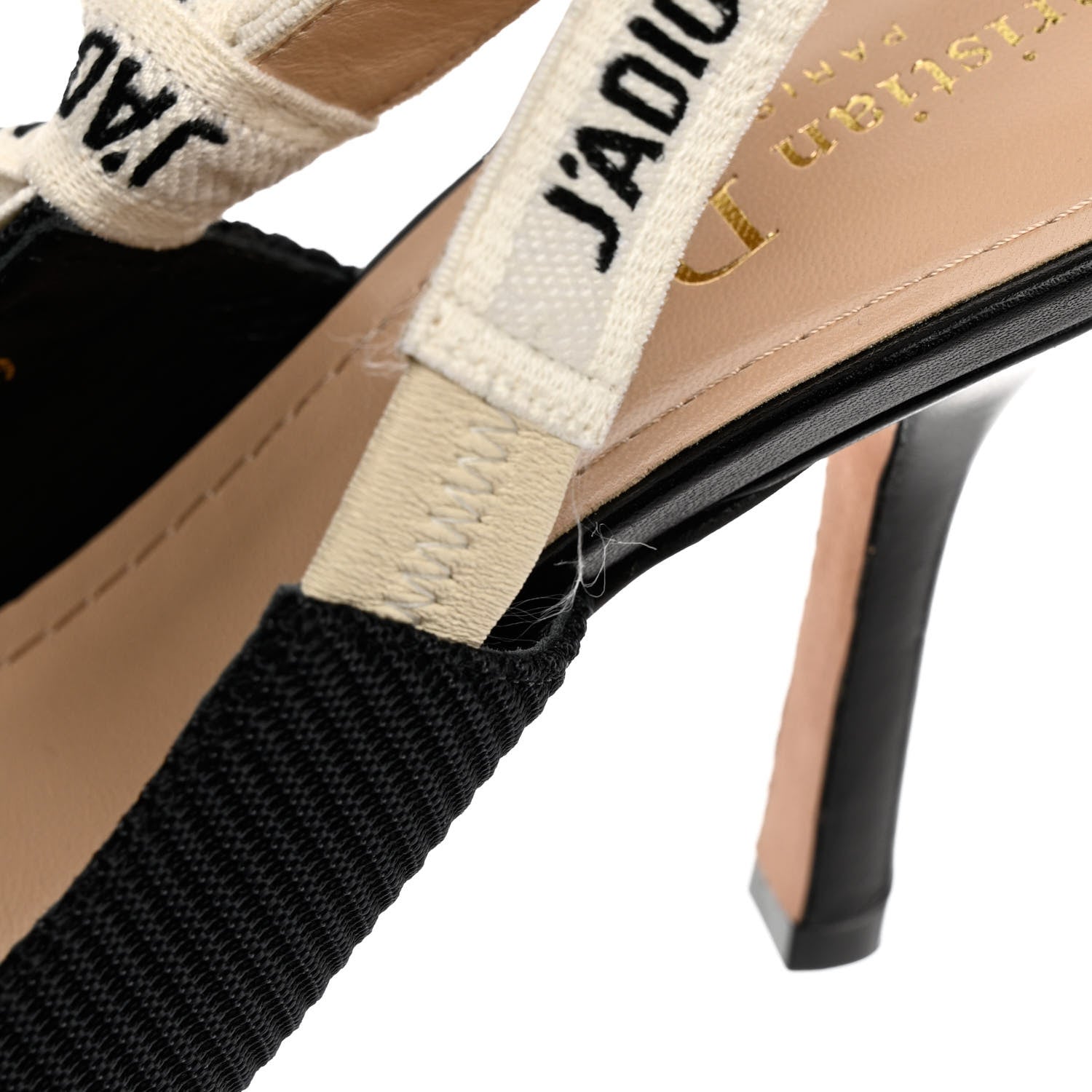Christian Dior Technical Canvas Ribbon J'Adior Slingback 100mm Pumps 39 Black 9 of 10