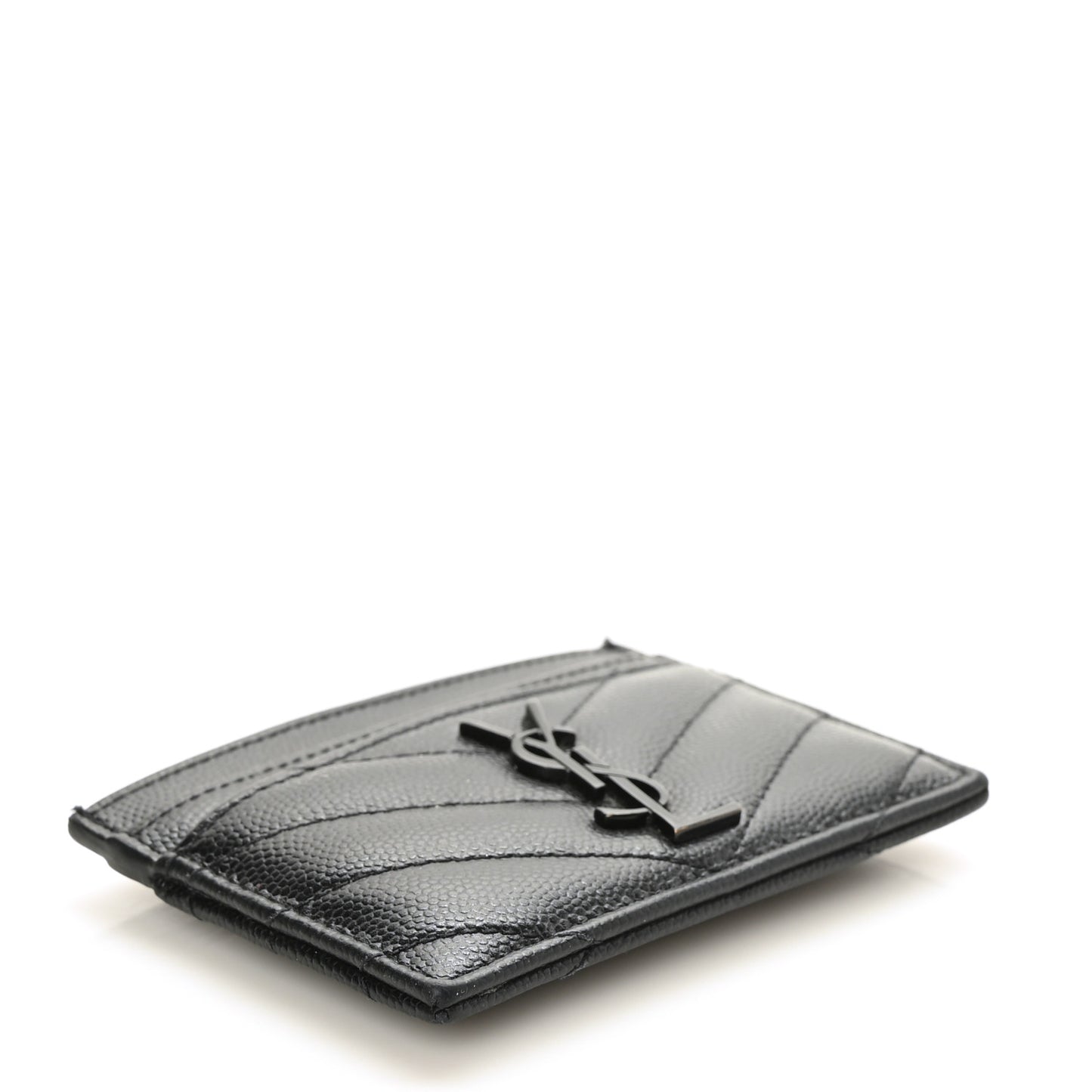 Grain De Poudre Matelasse Chevron Monochrome Monogram Credit Card Case Black