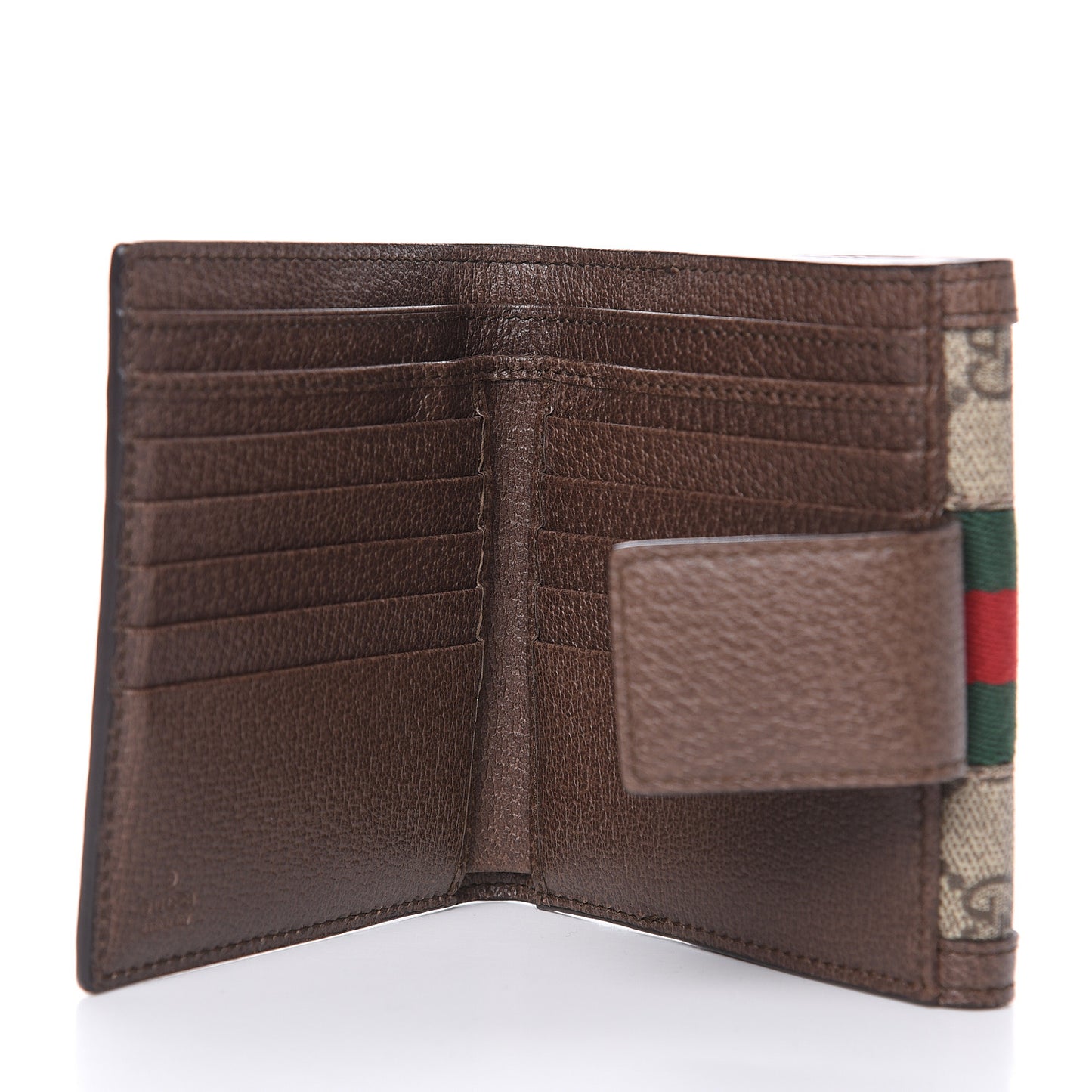 GG Supreme Monogram Web Ophidia French Flap Wallet Beige New Acero