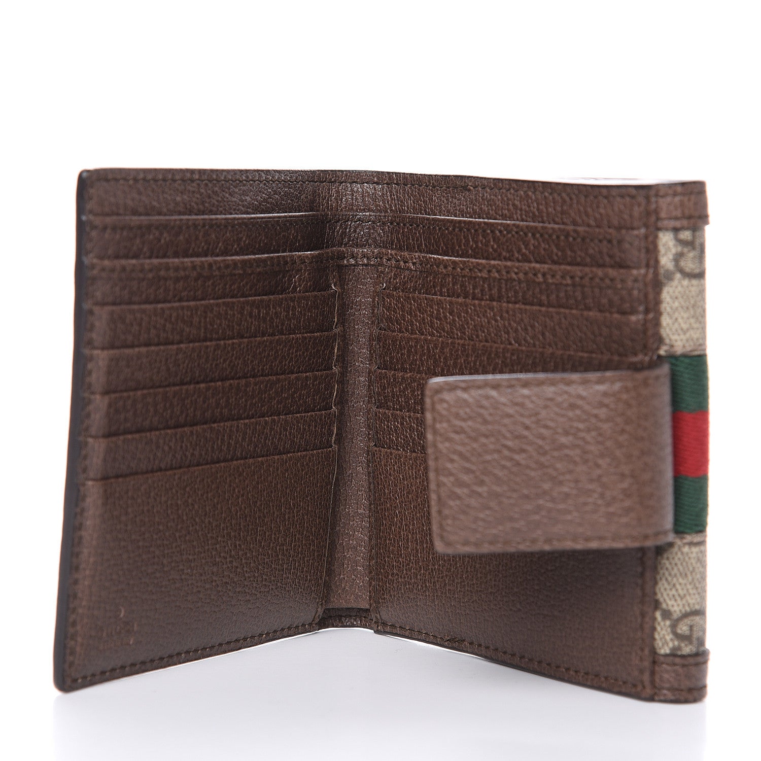 Gucci GG Supreme Monogram Web Ophidia French Flap Wallet Beige New Acero 5 of 7