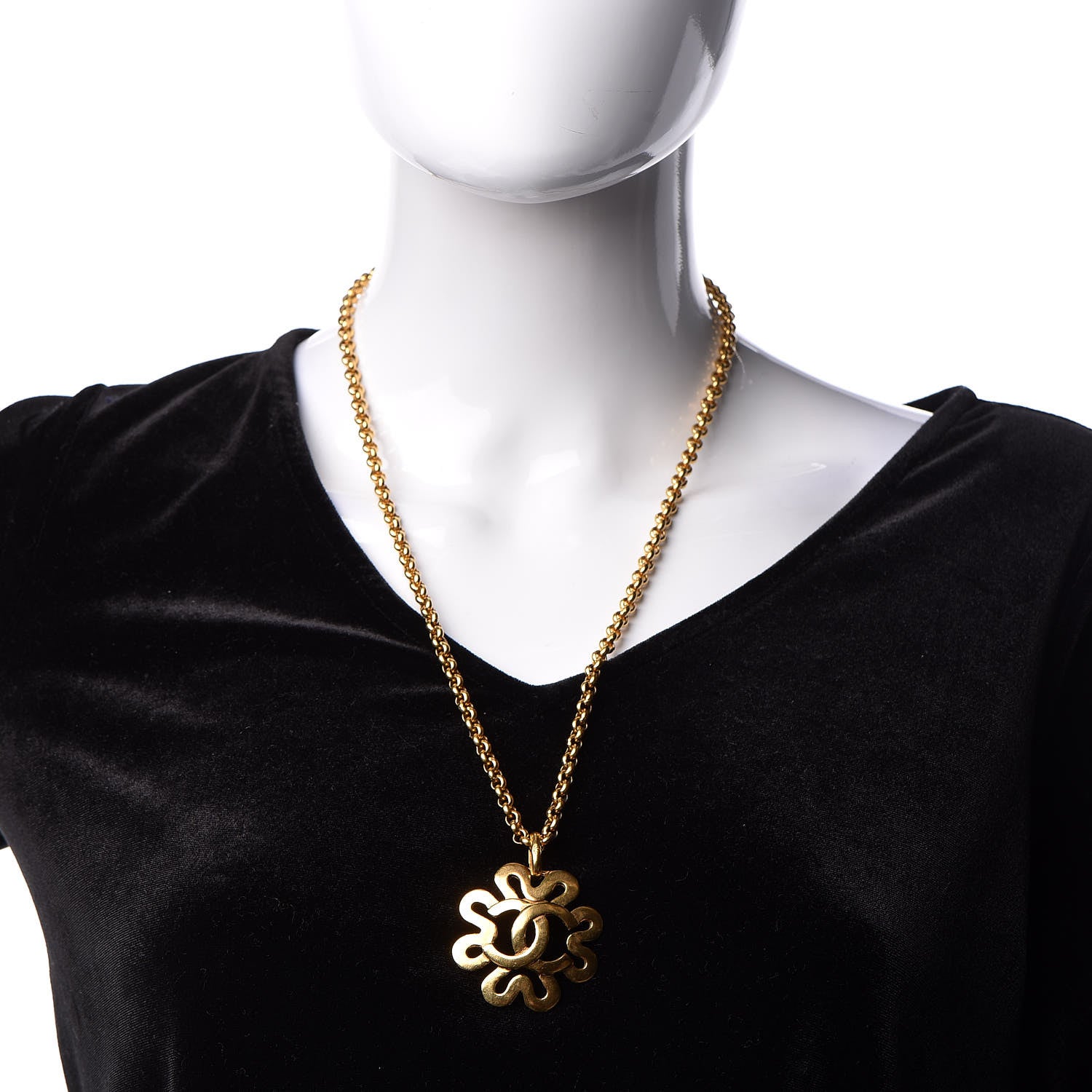 Chanel CC Pendant Necklace Gold 2 of 7