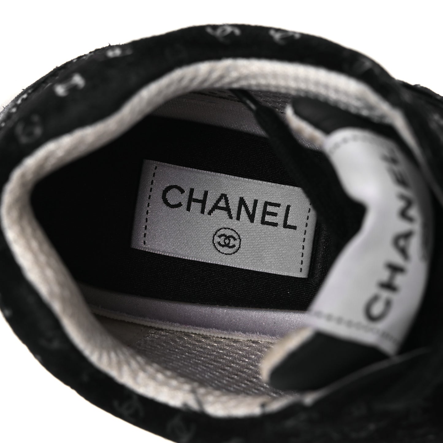 Suede Calfskin Printed CC Sneakers 38.5 Black
