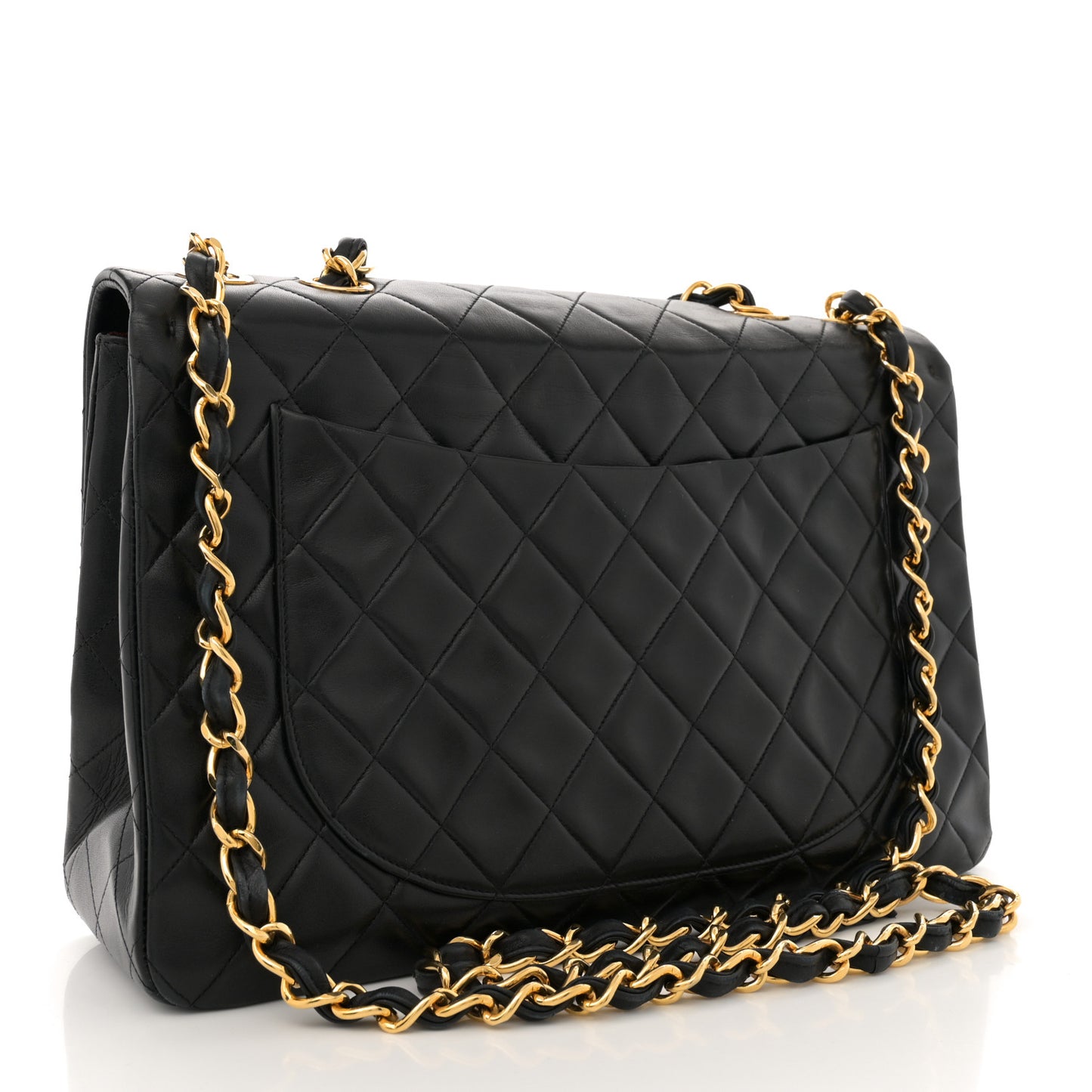 Lambskin Quilted XL Jumbo Single Flap Black