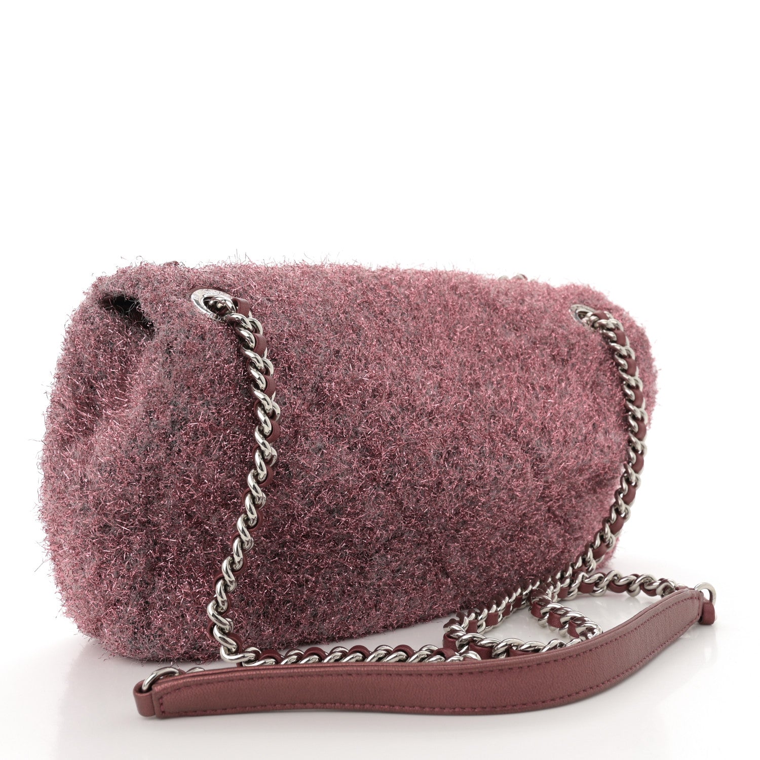 Chanel Lurex Knit Medium Pluto Glitter Flap Pink 3 of 14