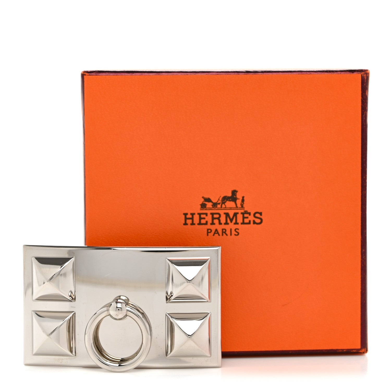 Hermes Palladium Collier de Chien 32mm Belt Buckle 1928658