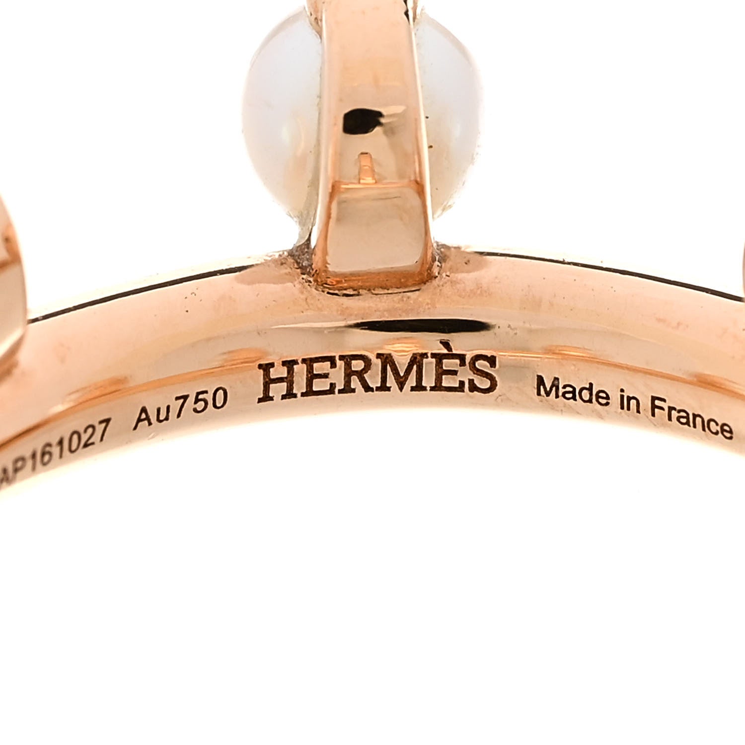 Hermes 18K Rose Gold Diamond Pearl Chandra Ring 50 5.25 4 of 7