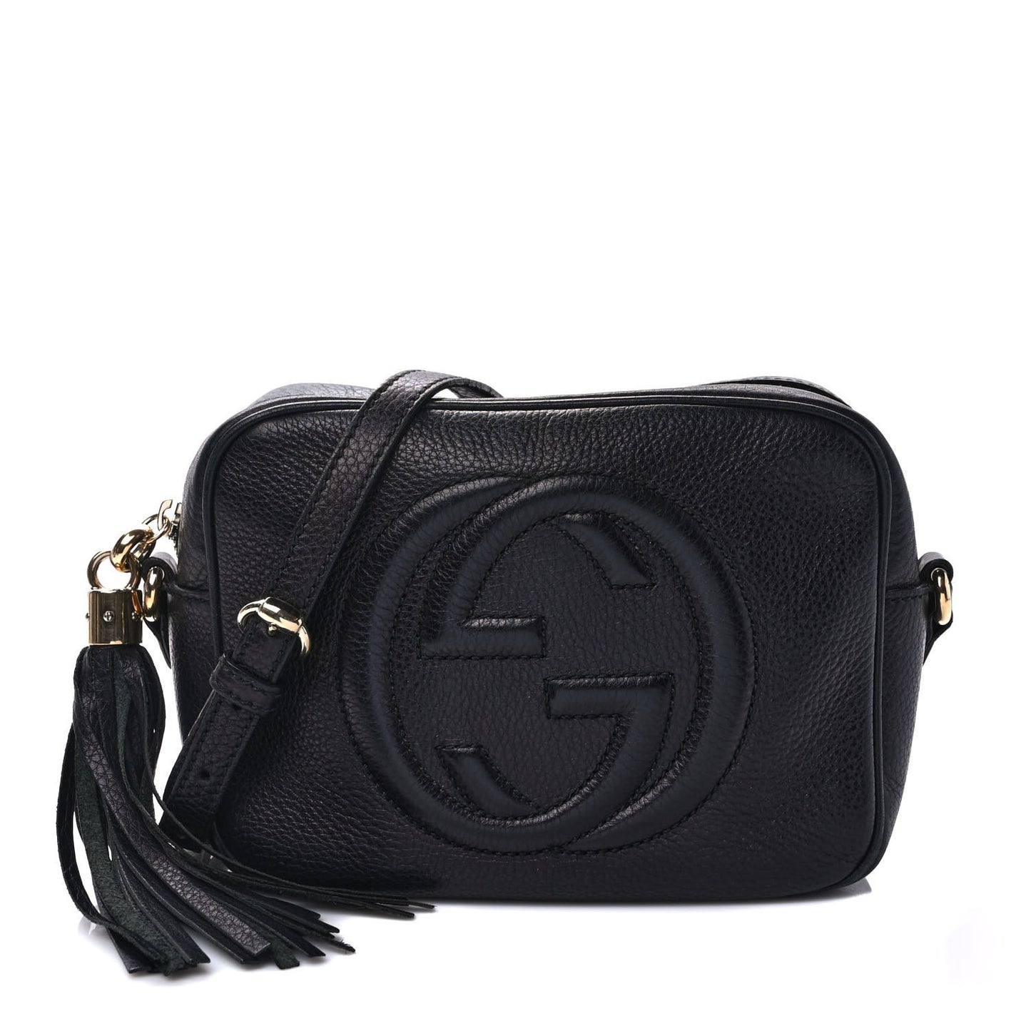 Pebbled Calfskin Small Soho Disco Bag Black