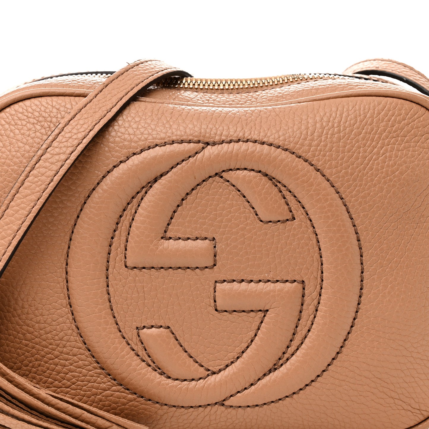 Pebbled Calfskin Small Soho Disco Bag Camelia