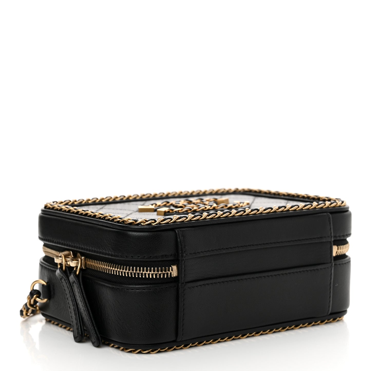 Goatskin Quilted Small CC Filigree Vanity Case Black