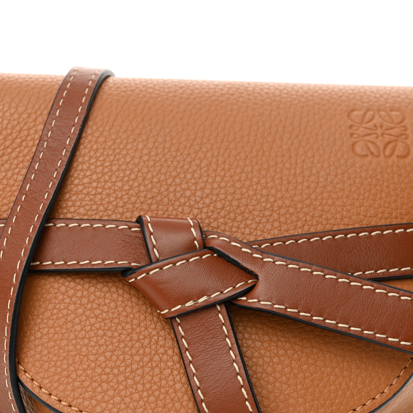 Grained Calfskin Mini Gate Crossbody Bag Caramel Pecan