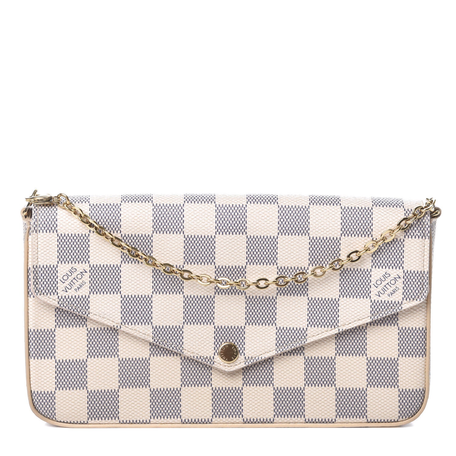 Louis Vuitton Damier Azur Pochette Felicie Chain Wallet Rose Ballerine 1 of 10
