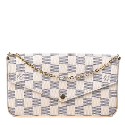 Louis Vuitton Damier Azur Pochette Felicie Chain Wallet Rose Ballerine 1 of 10