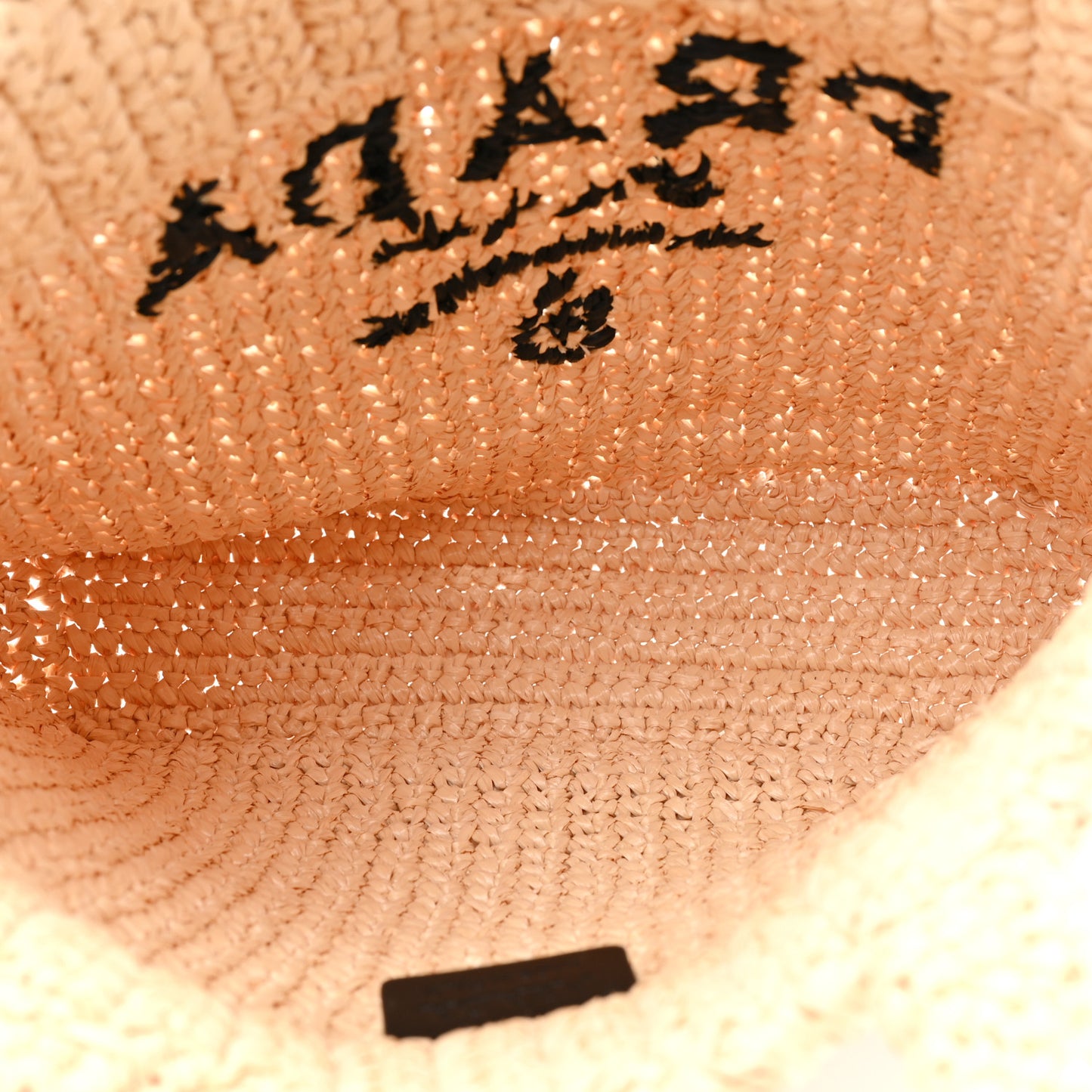 Yarn Raffia Effect Crochet Embroidered Small Logo Tote Naturale
