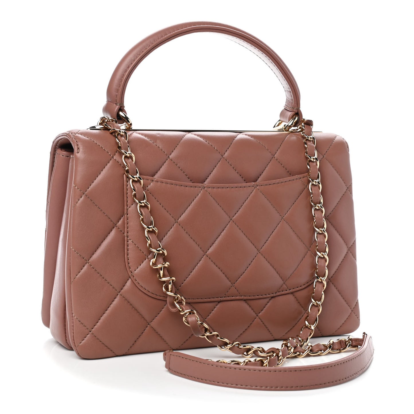 Lambskin Quilted Small Trendy CC Flap Dual Handle Bag Pink