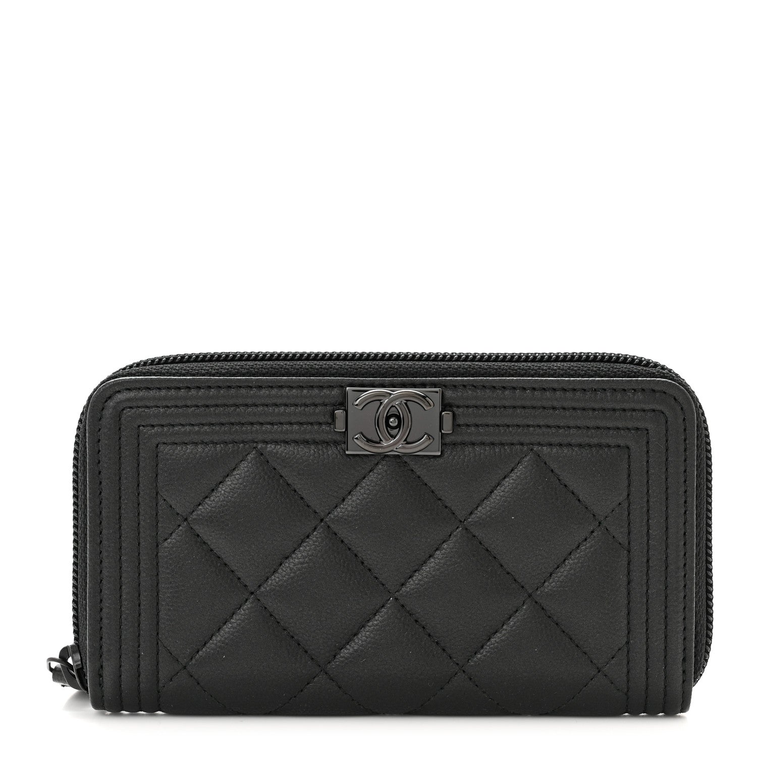 Chanel Caviar Quilted Small Boy Zip Around Wallet So Black 1 of 9