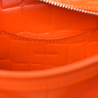 Balenciaga Semi Shiny Calfskin Crocodile Embossed Neo Classic Silver Hardware Mini City Orange 6 of 13