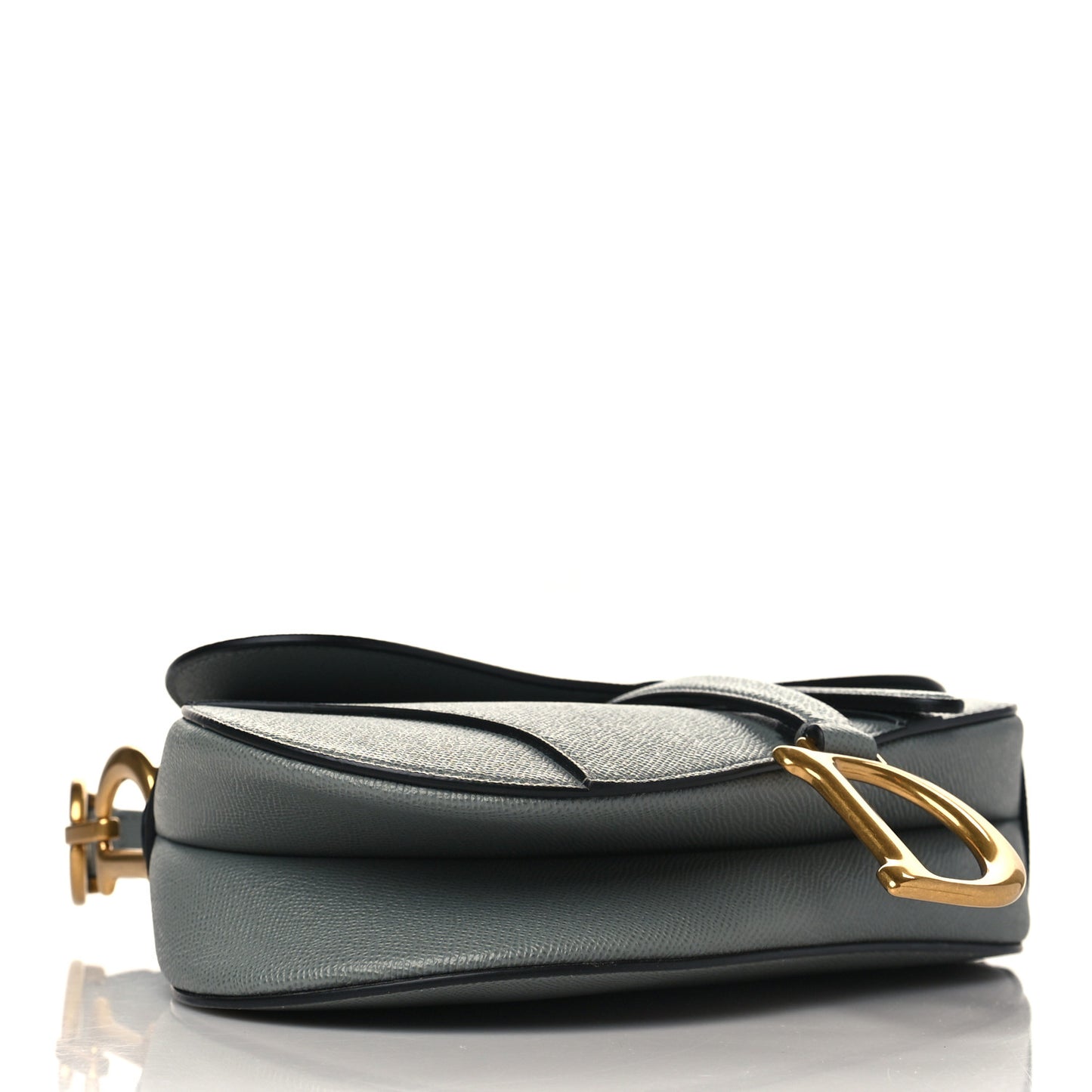 Grained Calfskin Saddle Bag Grey Stone