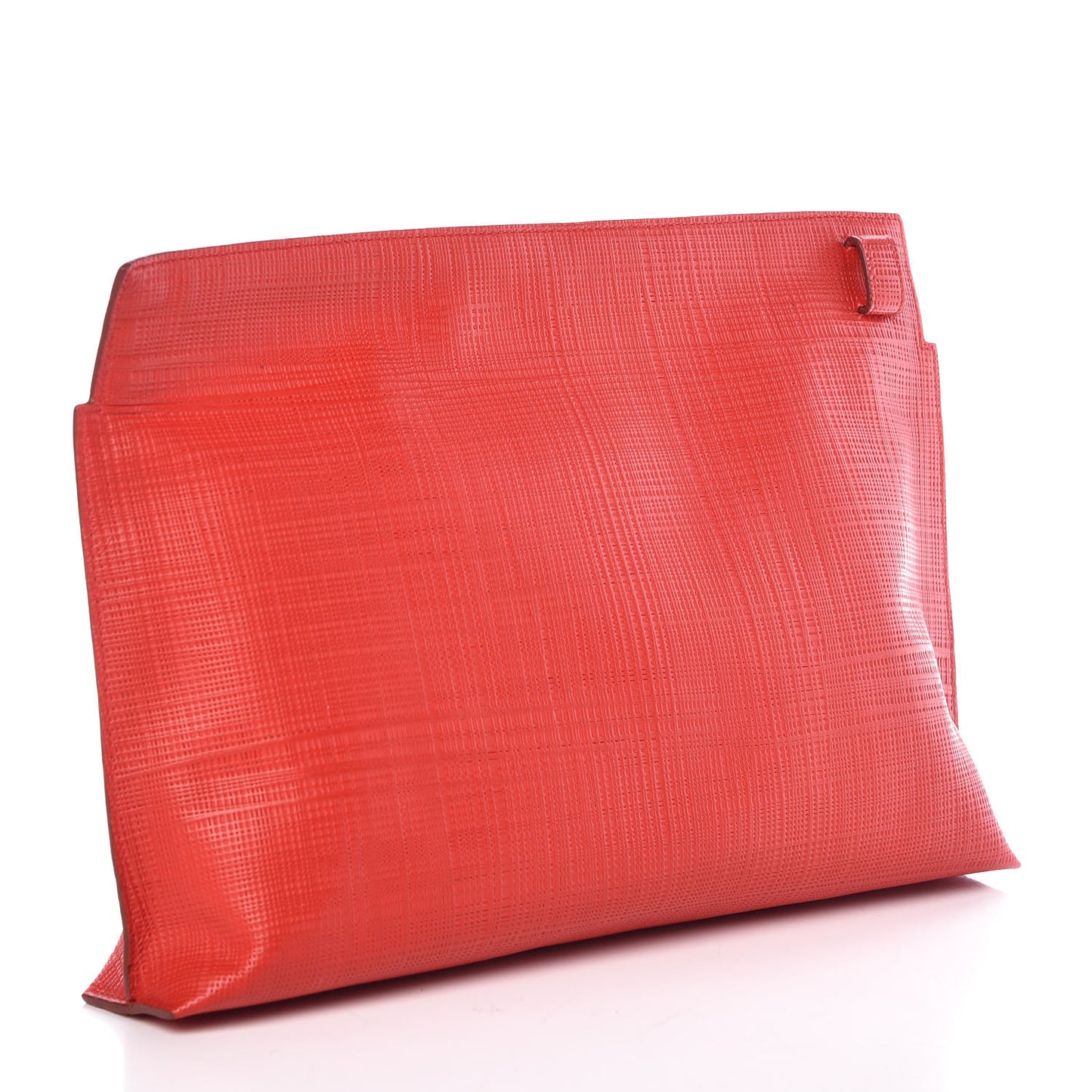 Calfskin Linen Embossed Large T Pouch Primary Red