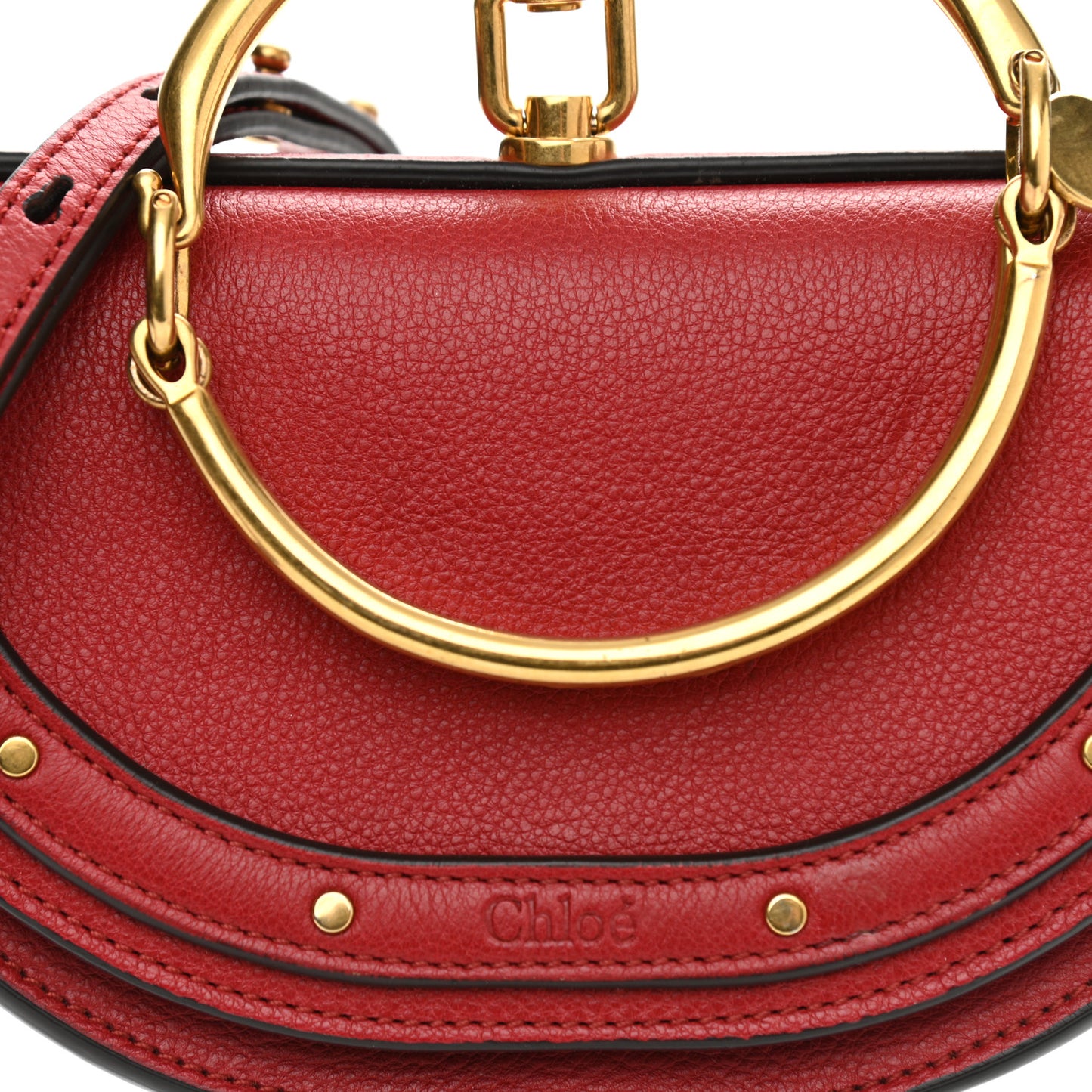 Calfskin Small Nile Bracelet Minaudiere Bag Dahlia Red