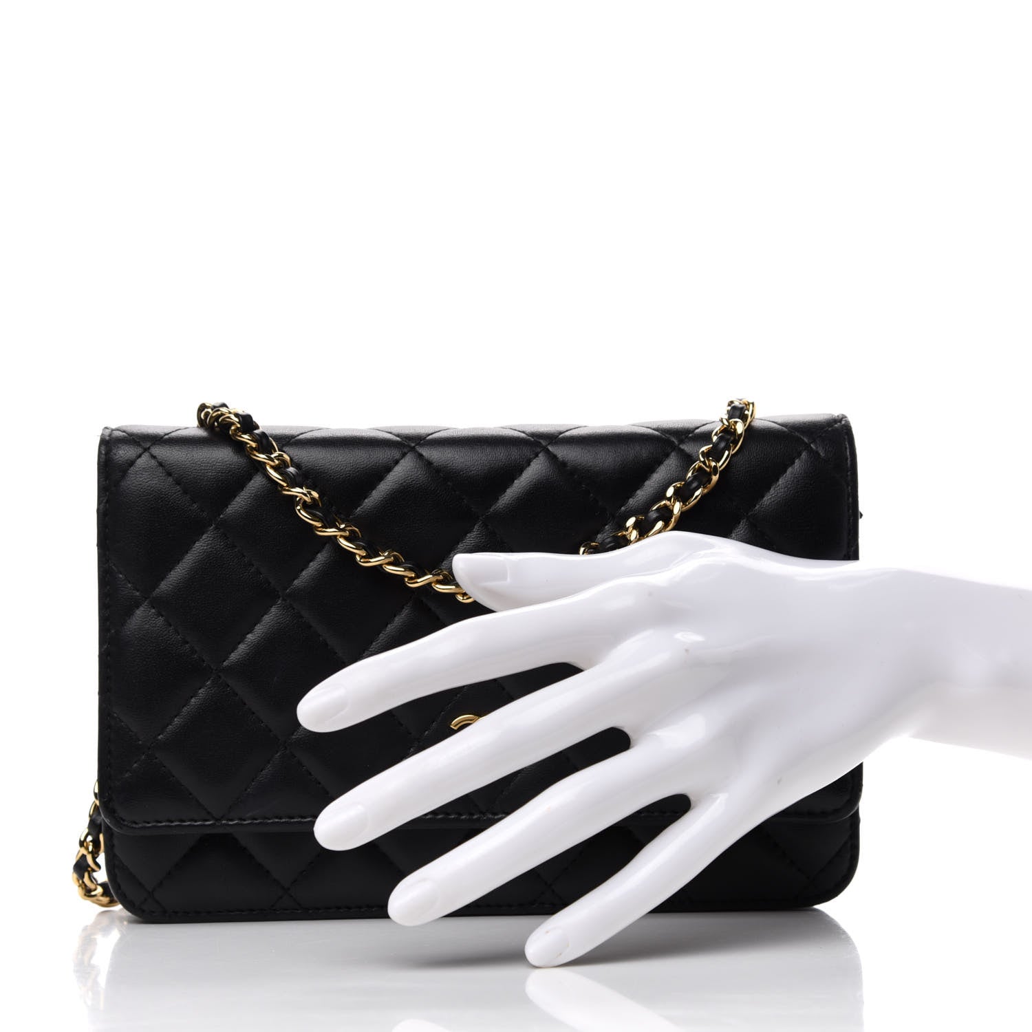 Chanel Lambskin Quilted Wallet On Chain WOC Black 2 of 9