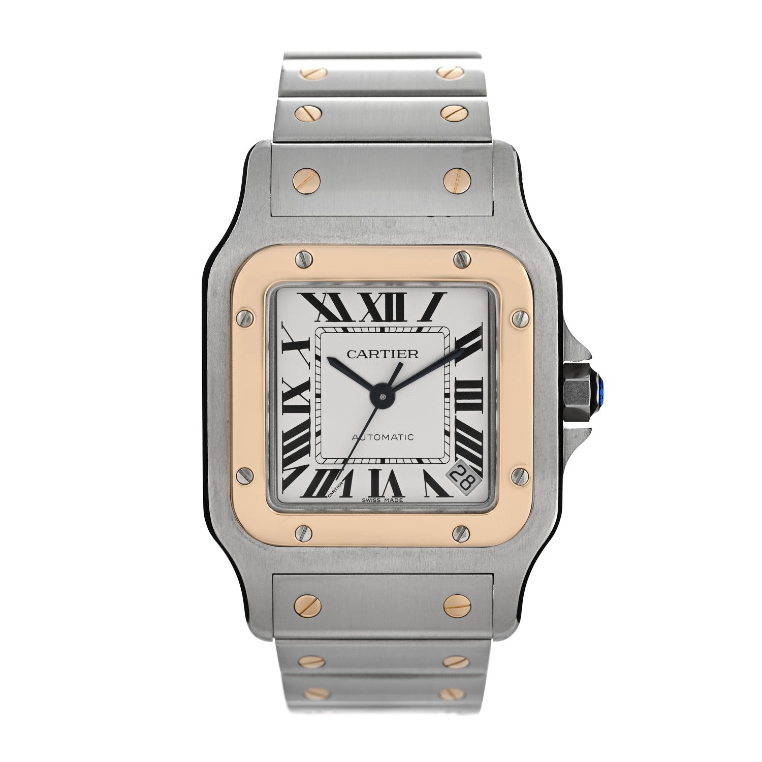 Cartier Stainless Steel 18K Yellow Gold 32mm Santos De Cartier Galbee Automatic Watch 1 of 4