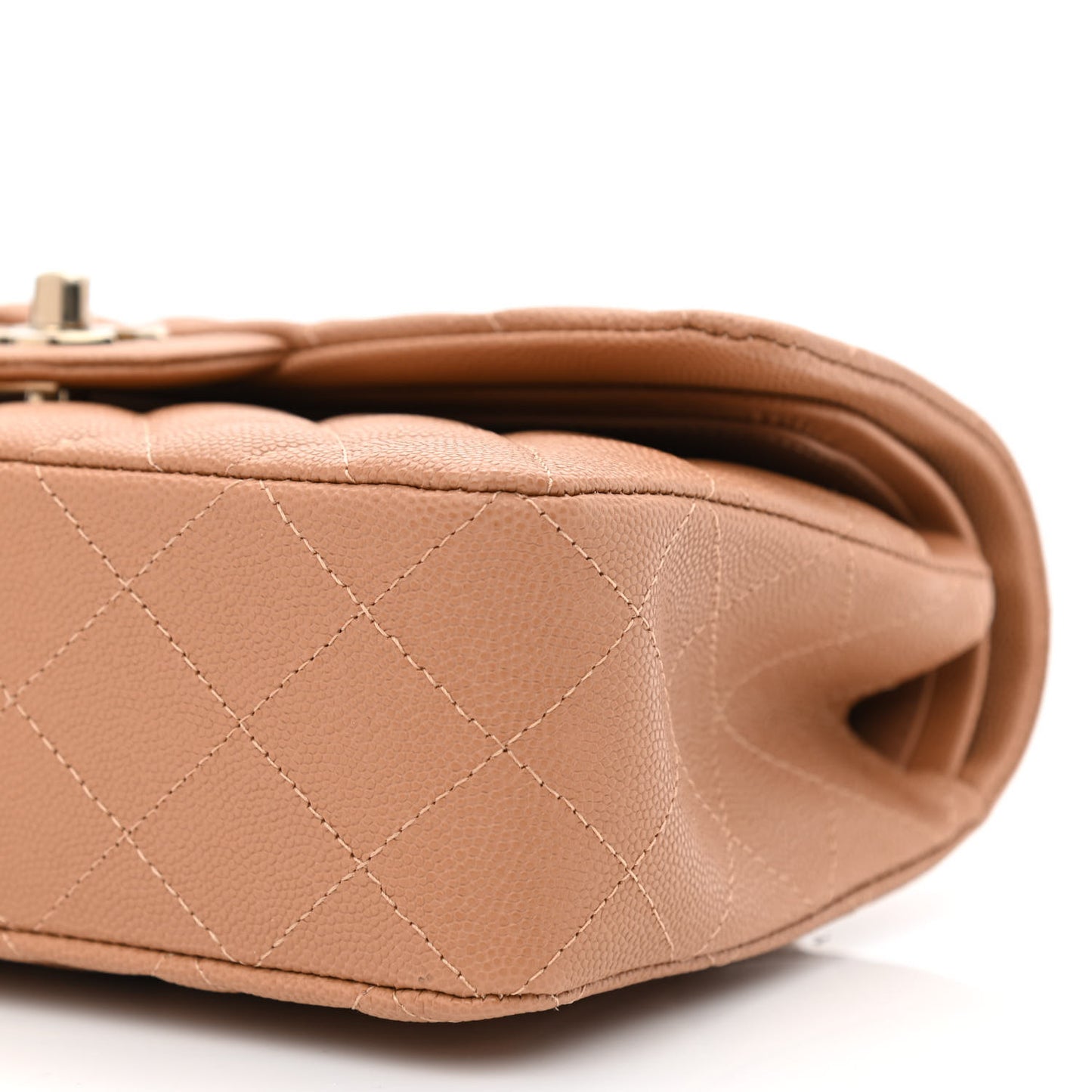 Caviar Quilted Small Double Flap Dark Beige