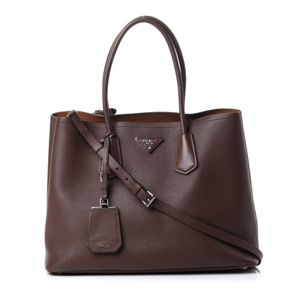 Prada Saffiano Cuir Small Double Bag Cacao 1 of 22
