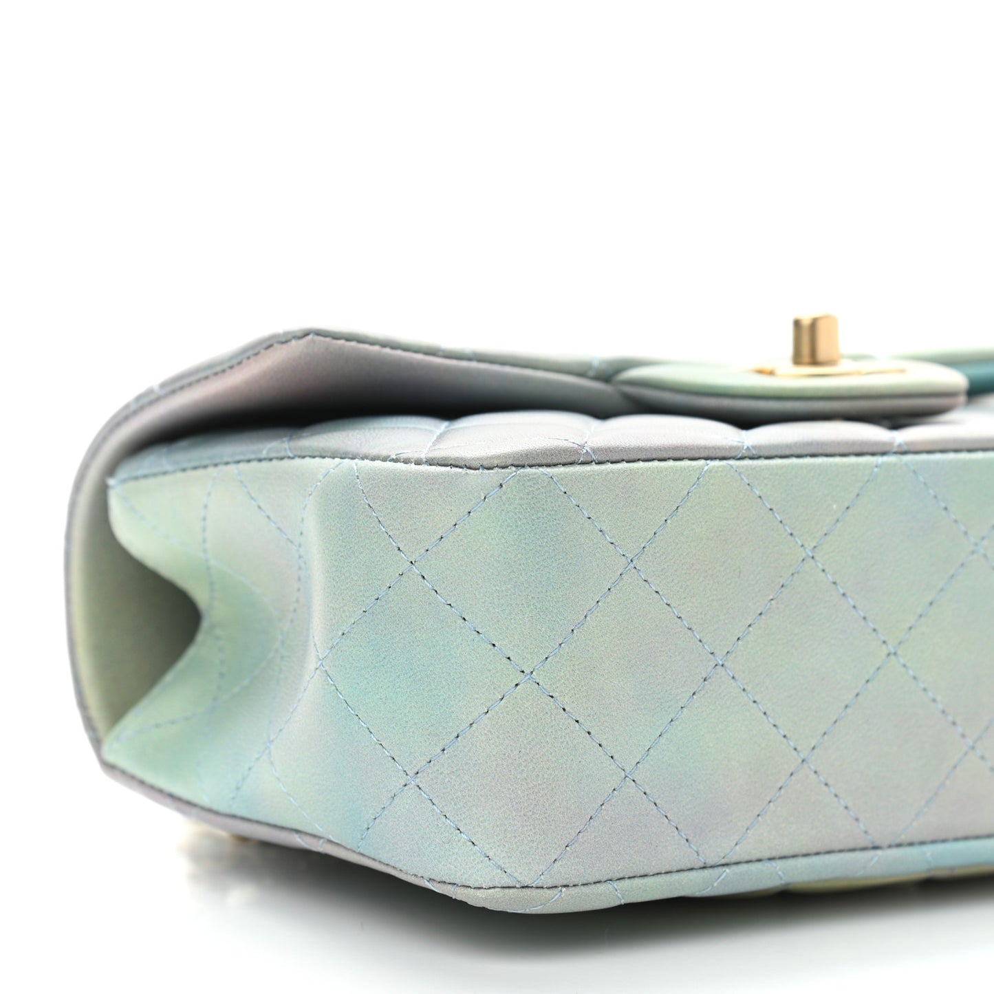 Lambskin Quilted Ombre Mini Top Handle Rectangular Flap Blue Green