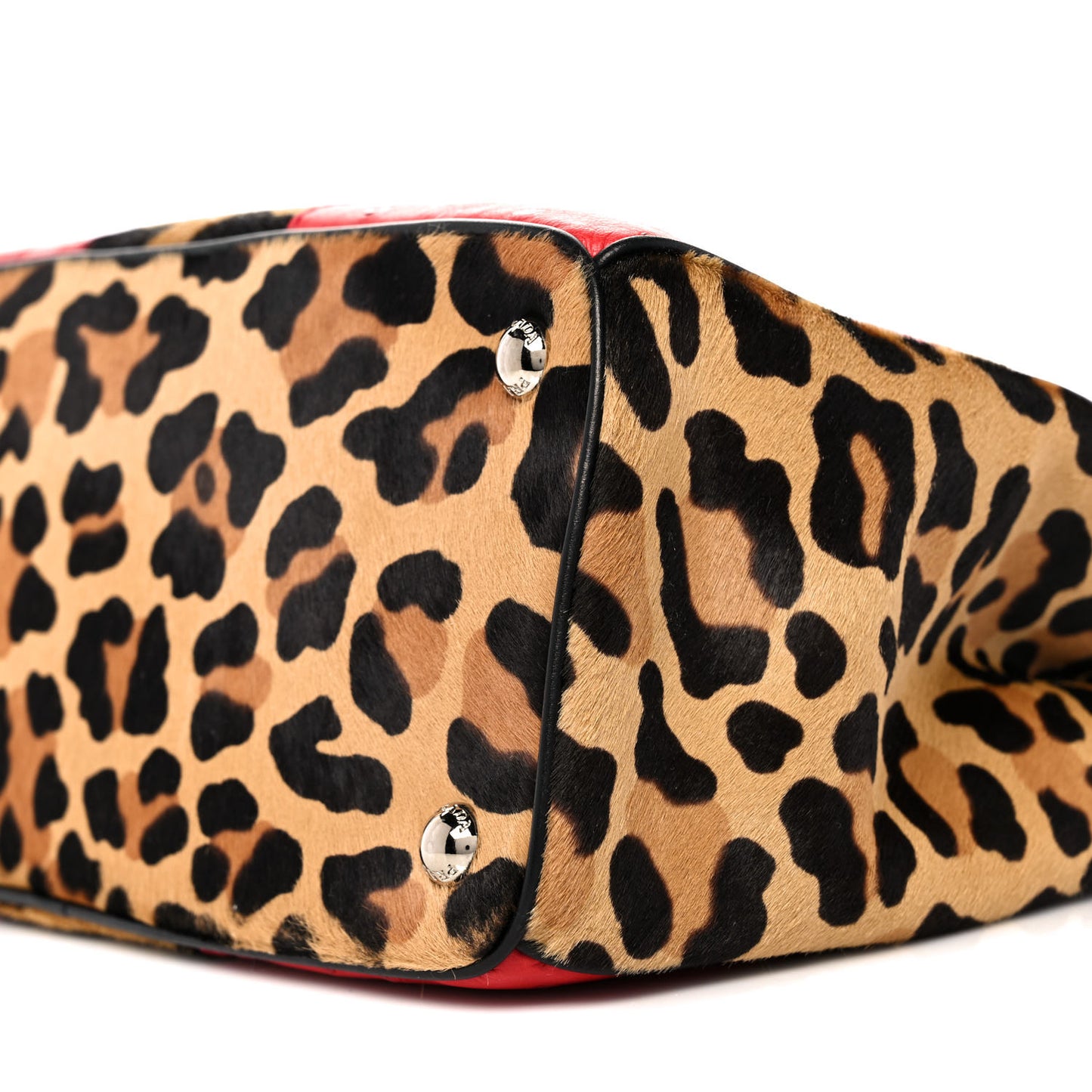 Ostrich Cavallino Leopard Print Small Galleria Double Zip Tote Miele Rosso
