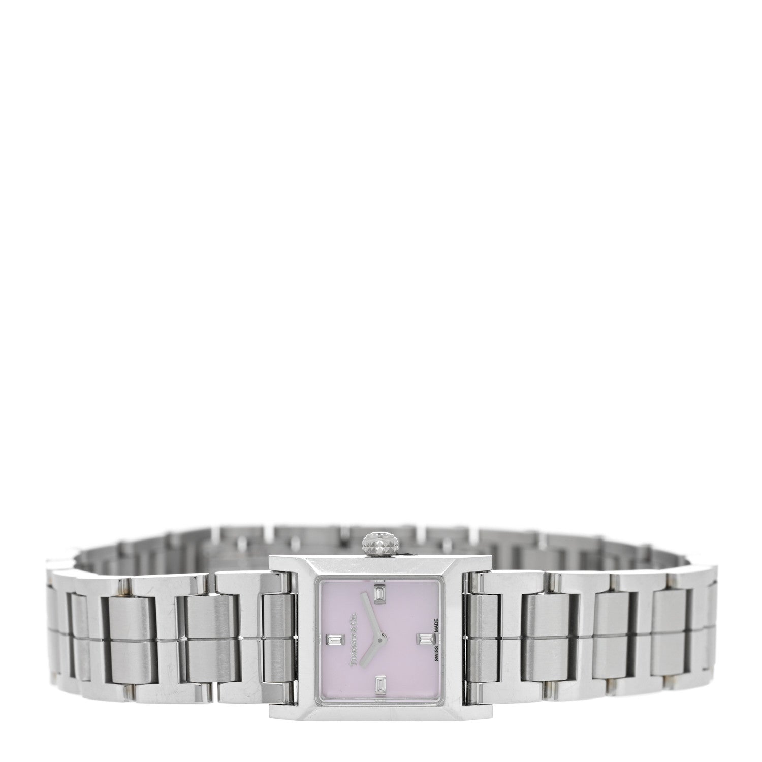 Tiffany Stainless Steel Diamond Pink Mother of Pearl 16mm 1837 Makers Square Quartz Watch 2 of 5