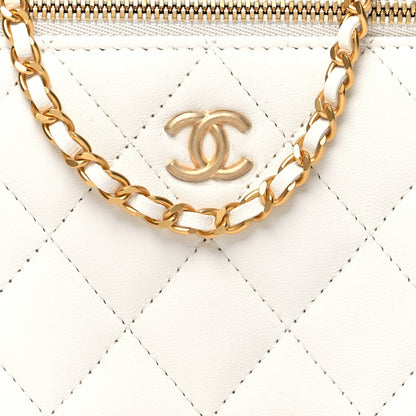 Chanel Lambskin Enamel Quilted Small Coco Hearts Vanity Case With Chain White 9 of 11