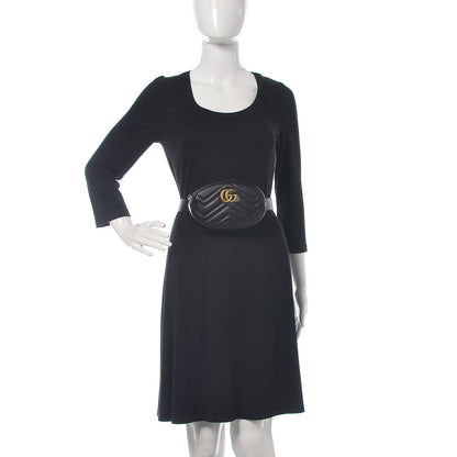 Gucci Calfskin Matelasse GG Marmont Belt Bag 85 34 Black 2 of 10