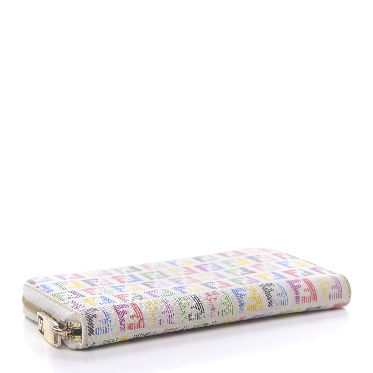 Fendi Zucchino Spalmati FF Multicolor Zip Around Wallet White Multicolor 4 of 7