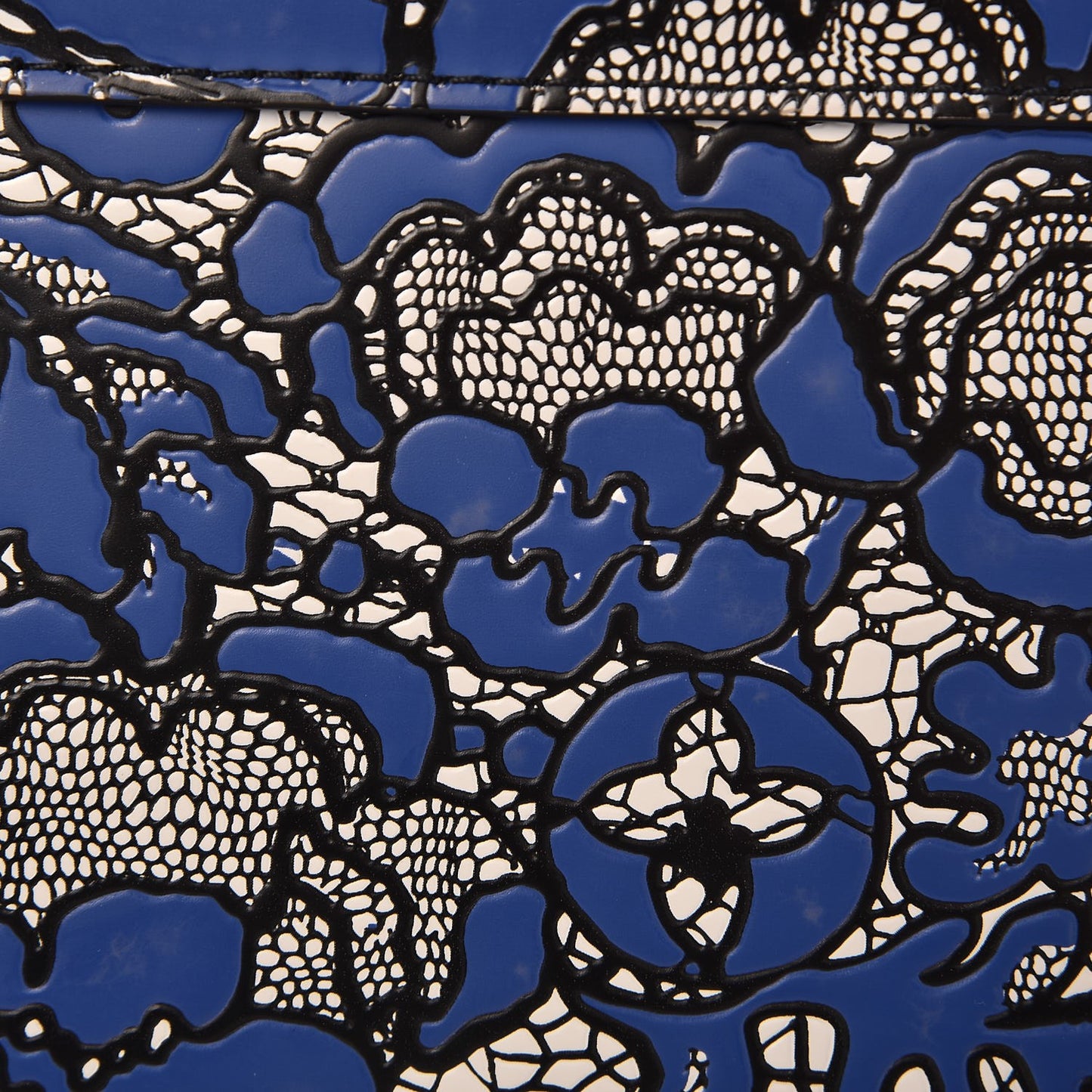 Calfskin Printed Twist Shoulder Bag MM Blue Black
