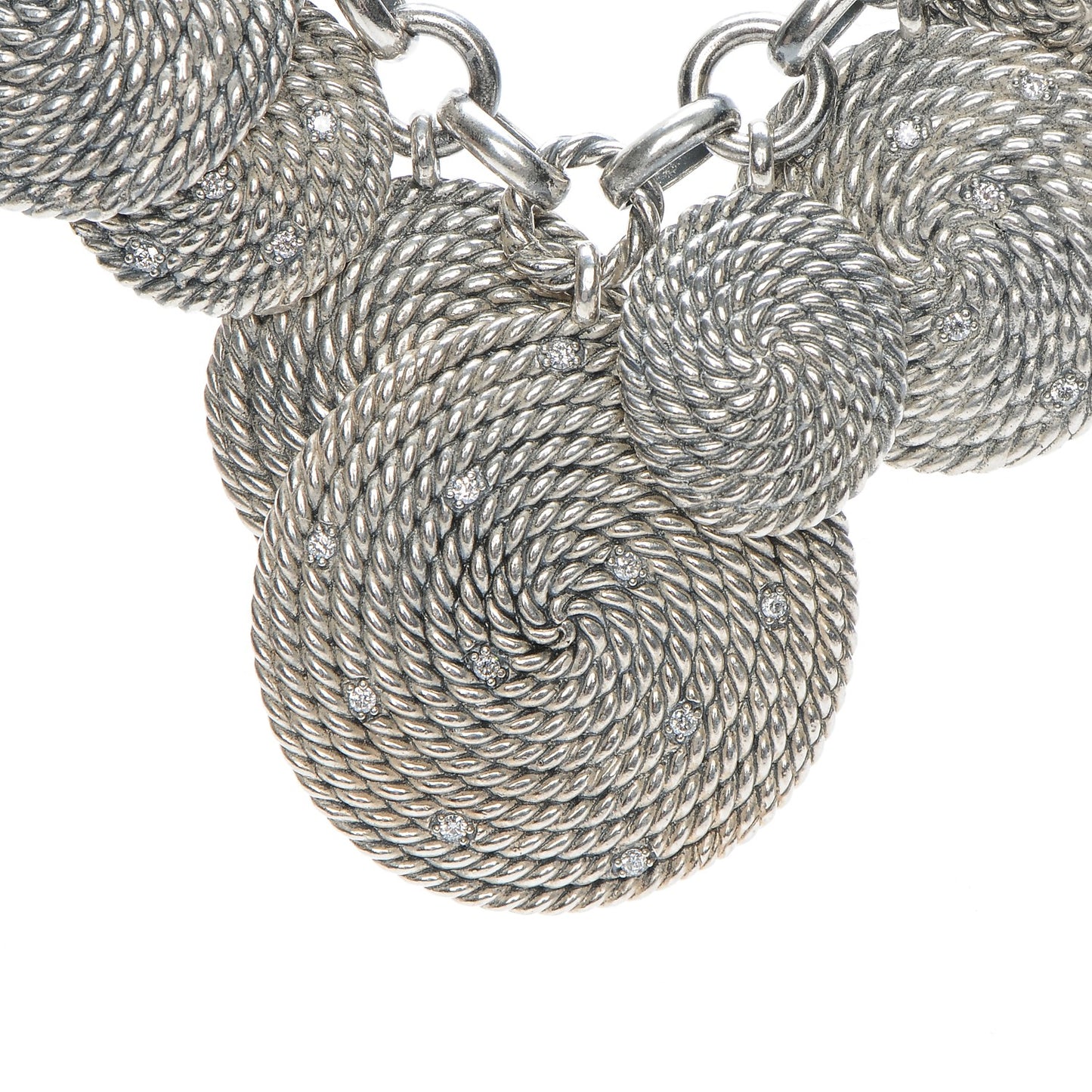 Sterling Silver Diamond 32mm Cable Coil Necklace
