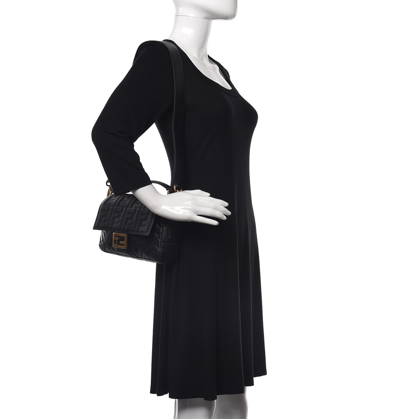 Nappa FF 1974 Embossed Baguette Black