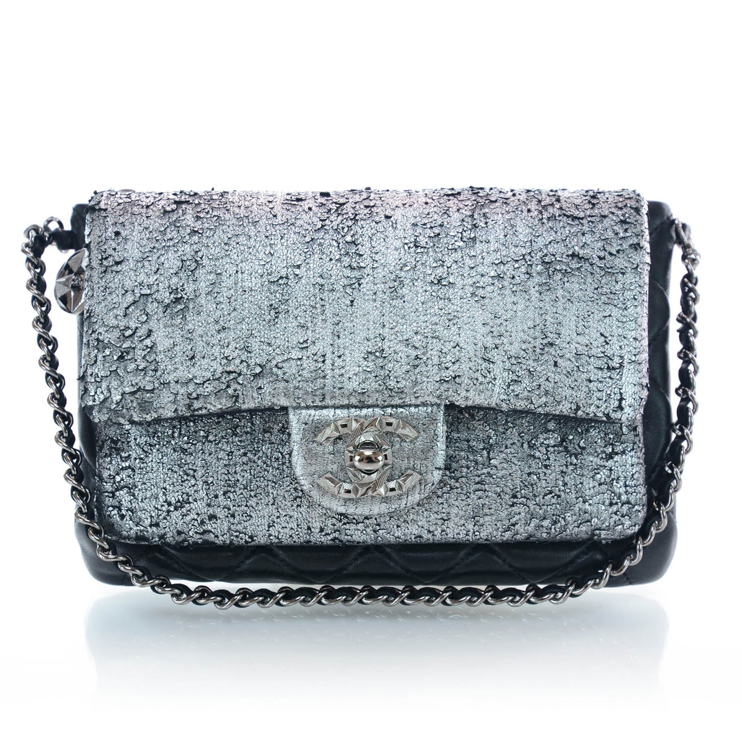 Lambskin Mineral Nights Wristlet Silver Black