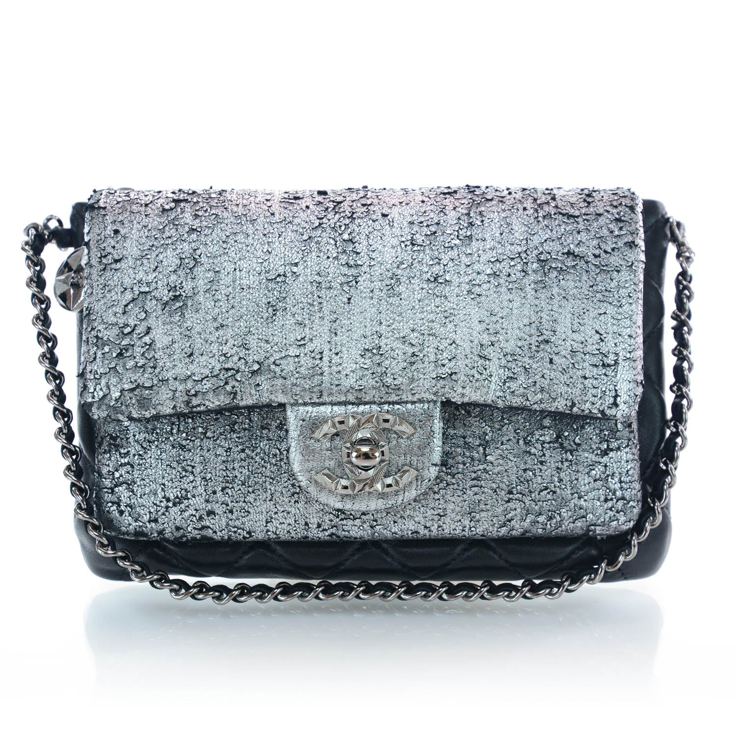 Chanel Lambskin Mineral Nights Wristlet Silver Black 1 of 11
