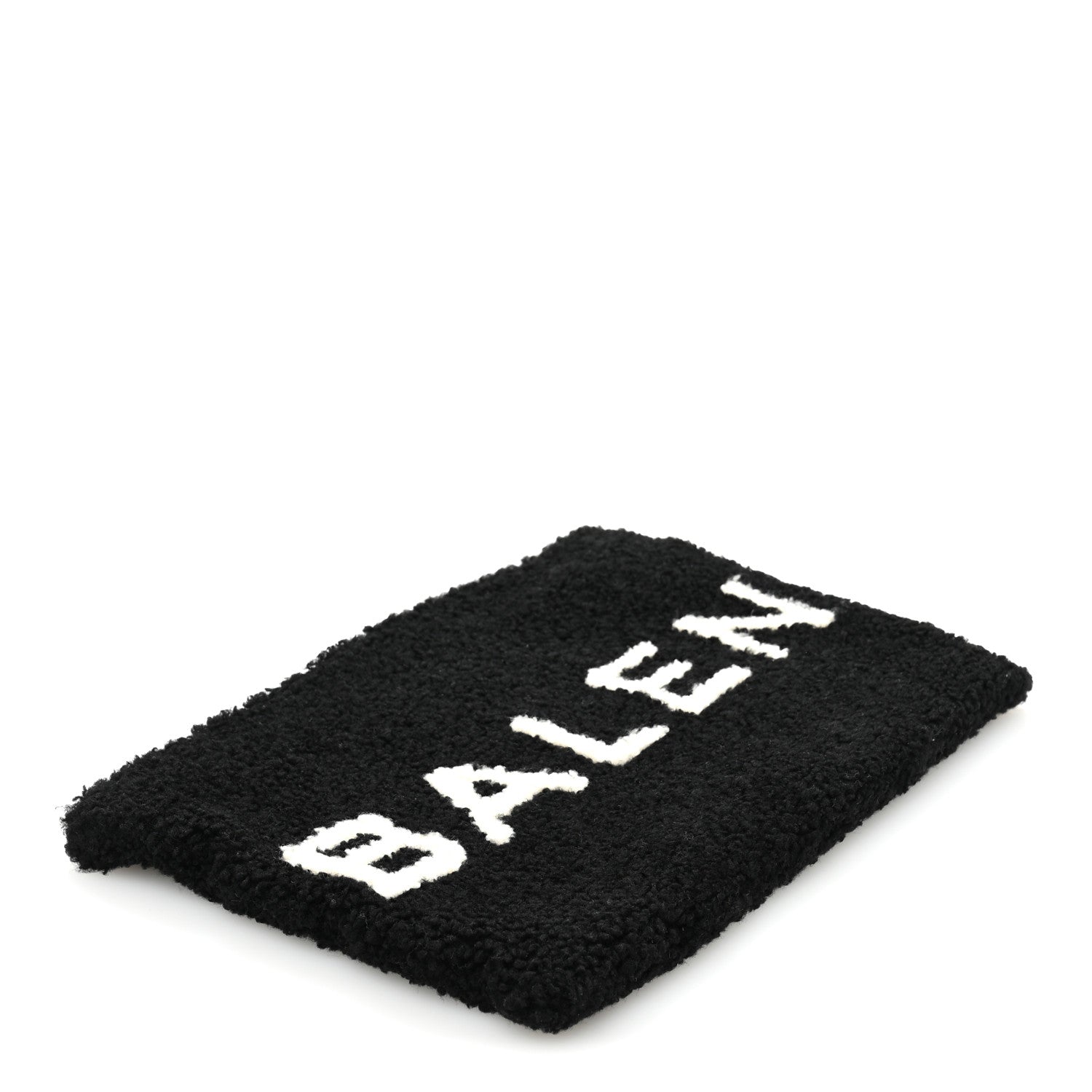 Balenciaga Sheepskin Shearling Contrasted Logo Large Zip Pouch Black 4 of 8