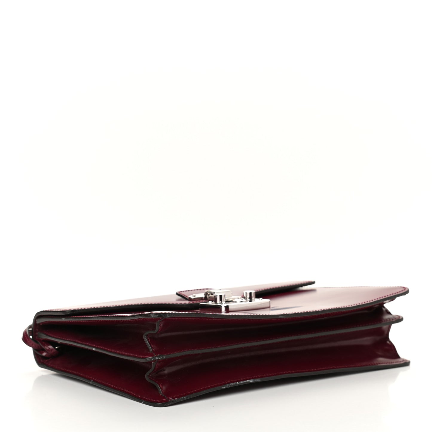 Regent Calfskin Small Lady Lock Briefcase Clutch Purple Wine