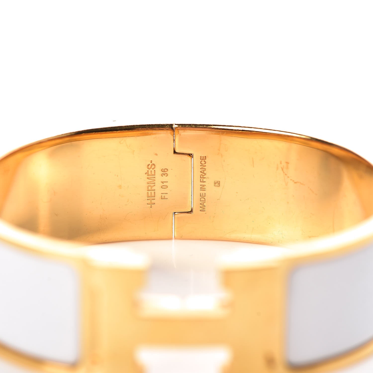 Hermes Enamel Wide Clic Clac H Bracelet GM White 4 of 5