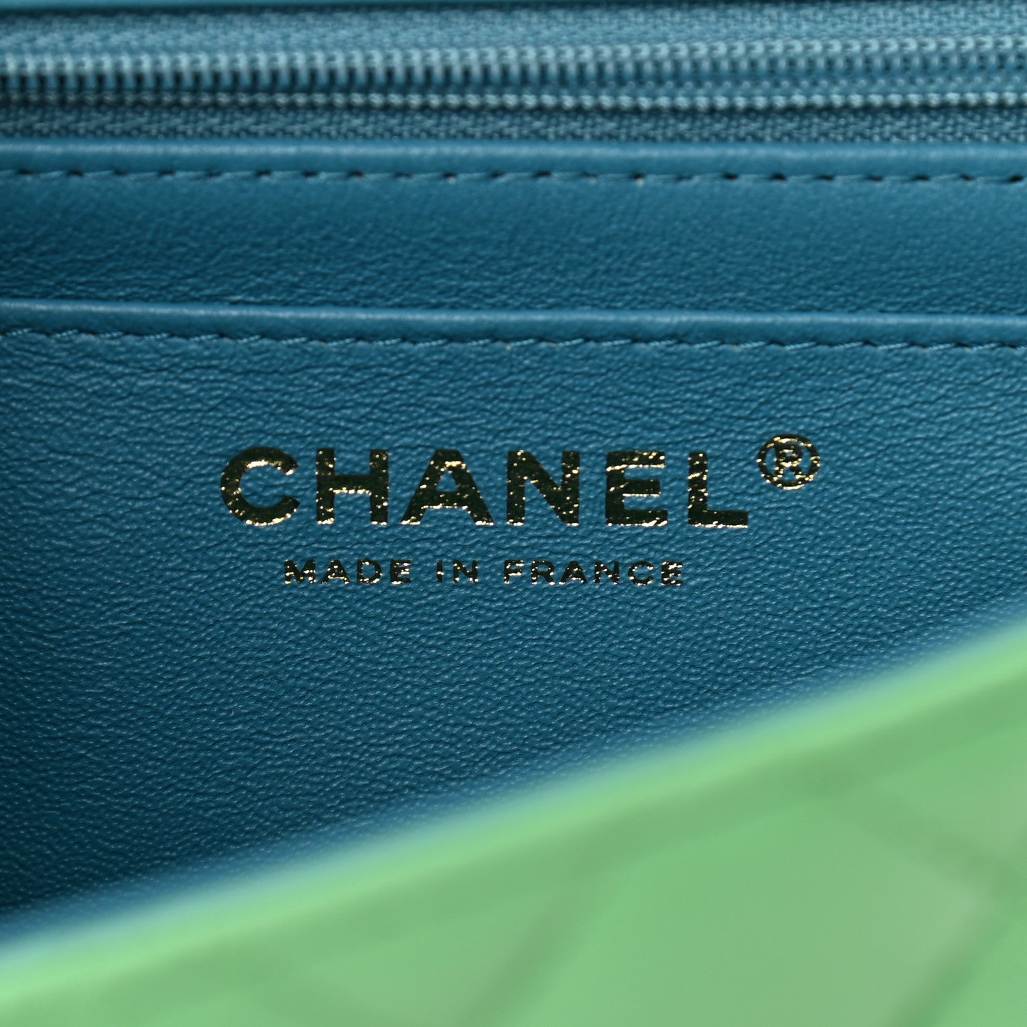 Chanel Lambskin Quilted Mini Rectangular Flap Green Blue 6 of 11