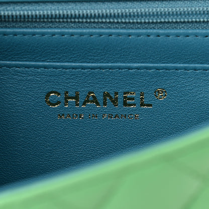 Chanel Lambskin Quilted Mini Rectangular Flap Green Blue 6 of 11