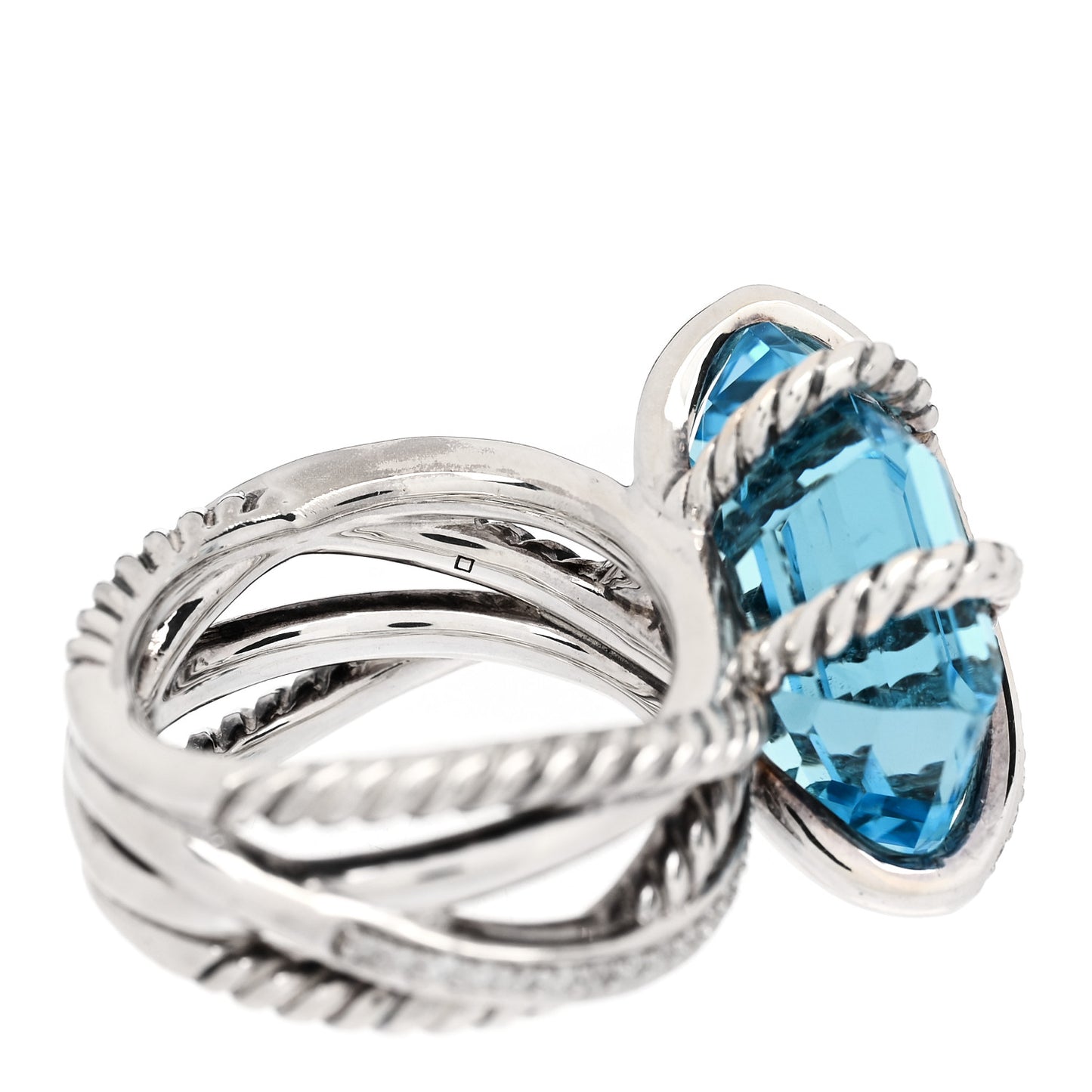 Sterling Silver Diamond Blue Topaz 16mm Cable Wrap Ring 51 5.75